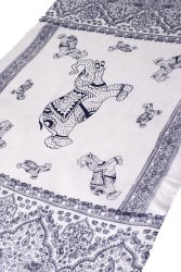 [100cmx200cm]インドの大きなゾウさんルンギー - 白の商品写真