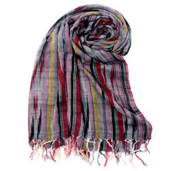 〔170cm×100cm〕ヘビーイカットルンギー - 黒×赤×黄色×ピンク系の商品写真