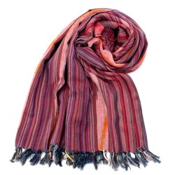 〔170cm×100cm〕ヘビーイカットルンギー - 赤×グレー系の商品写真