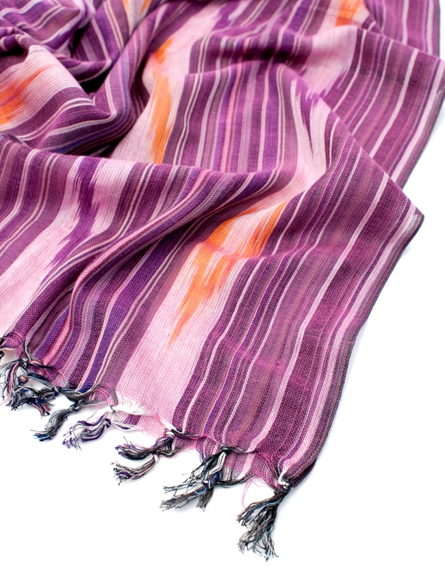 〔170cm×100cm〕ヘビーイカットルンギー - 紫系 6 - フリンジの写真です