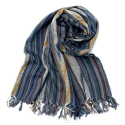 〔170cm×100cm〕ヘビーイカットルンギー - 紺×青×白系の商品写真