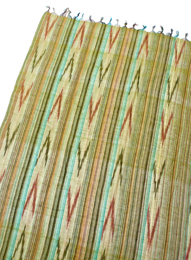 〔170cm×100cm〕ヘビーイカットルンギー - 黄緑系 3 - 拡大写真です