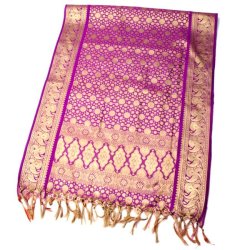 (大判)金色刺繍の光沢デコレーション布 - パープルの商品写真
