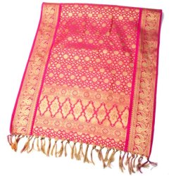 (大判)金色刺繍の光沢デコレーション布 - ピンクの商品写真