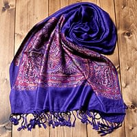 〔200cm×70cm〕インド更紗 伝統チンツ柄ストール - 紫の商品写真
