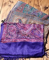 〔200cm×70cm〕インド更紗 伝統チンツ柄ストール - 紫系アソートの商品写真
