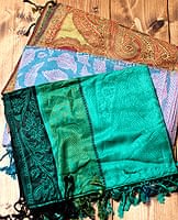 〔200cm×70cm〕インド更紗 伝統チンツ柄ストール - 緑系アソートの商品写真