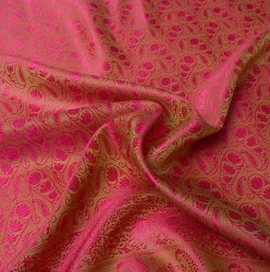 光沢ペイズリー シルク風ファブリック[赤緑系]の商品写真