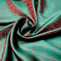 光沢ペイズリー シルク風ファブリック[濃緑×赤系]の商品写真