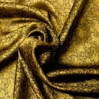 光沢ペイズリー シルク風ファブリック[ゴールド×黒系]の商品写真
