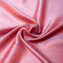 光沢ペイズリー シルク風ファブリック[オレンジ×薄青紫系]の商品写真