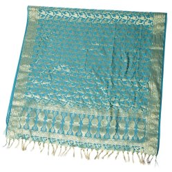 (大判)金色刺繍のデコレーション布 - 唐草・エメラルドグリーンの商品写真