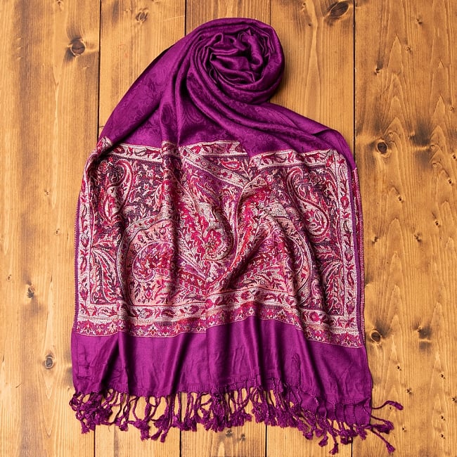 〔200cm×70cm〕インドの伝統柄 ペイズリーショール - パープルの写真1枚目です。インド更紗 伝統チンツ柄ストールですストール,スカーフ,インド スカーフ,ソファーカバー,更紗,唐草,チンツ