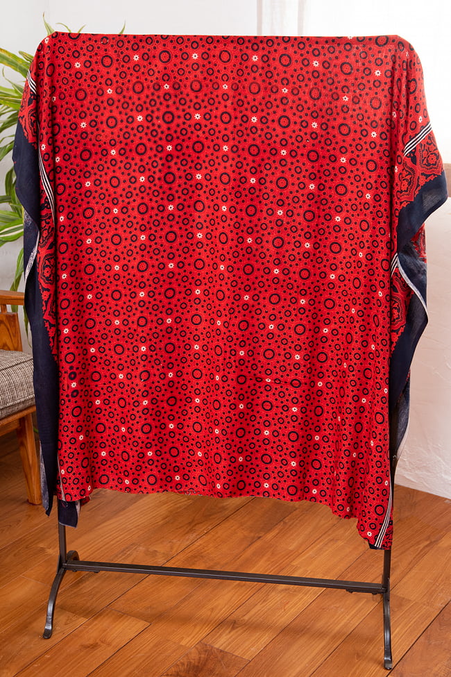 〔180cm*120cm〕インドの伝統柄 更紗模様プリント布 6 - 質感がわかるように掛けてみました。