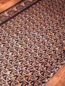 〔175cm*120cm:柄選択あり〕インドのコットンバティック 伝統ろうけつ染め布オレンジブラウン