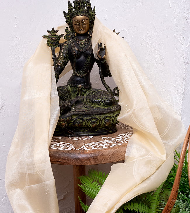 ネパールの祝福用 光沢スカーフ カタ KHATA 約140cm 9 - 仏像にかけて祝福できます