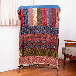 1点もの インドの伝統柄 アジュラックプリント ドゥパッタ ストール【約78cm×210cm】 - サブ2