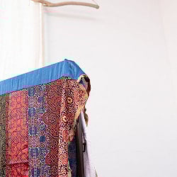 1点もの インドの伝統柄 アジュラックプリント ドゥパッタ ストール【約78cm×210cm】 - サブ4