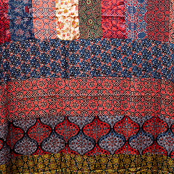 1点もの インドの伝統柄 アジュラックプリント ドゥパッタ ストール【約78cm×210cm】 - サブ5