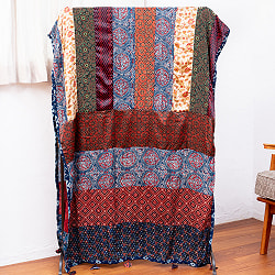 1点もの インドの伝統柄 アジュラックプリント ドゥパッタ ストール【約81cm×224cm】 - サブ2