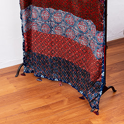 1点もの インドの伝統柄 アジュラックプリント ドゥパッタ ストール【約81cm×224cm】 - サブ3