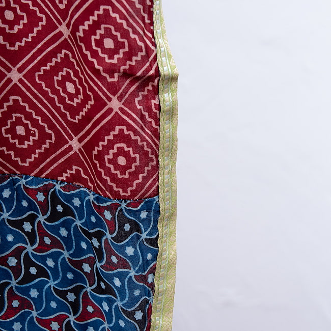 1点もの インドの伝統柄 アジュラックプリント ドゥパッタ ストール【約80cm×224cm】 10 - 端をアップにしてみました