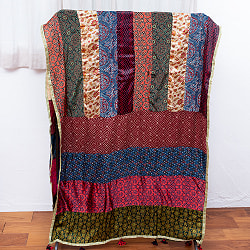 1点もの インドの伝統柄 アジュラックプリント ドゥパッタ ストール【約80cm×224cm】 - サブ2