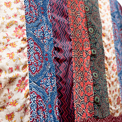 1点もの インドの伝統柄 アジュラックプリント ドゥパッタ ストール【約80cm×224cm】 - サブ3