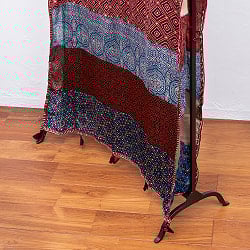 1点もの インドの伝統柄 アジュラックプリント ドゥパッタ ストール【約80cm×218cm】 - サブ3