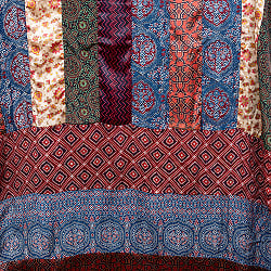 1点もの インドの伝統柄 アジュラックプリント ドゥパッタ ストール【約80cm×218cm】 - サブ5