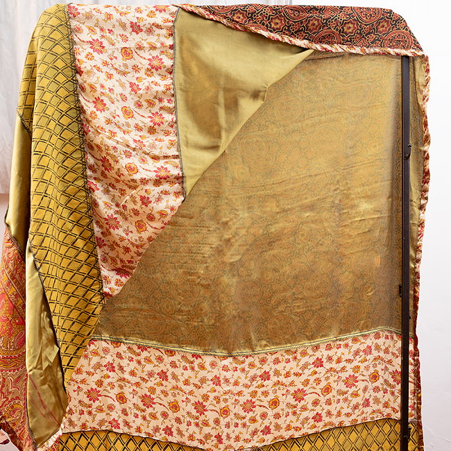 【インド品質】 1点もの インドの伝統柄 アジュラックプリント ドゥパッタ ストール【約81cm×236cm】 11 - 裏面はこのようになっています