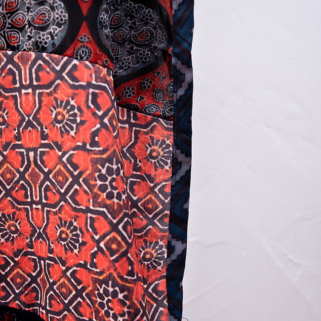 【インド品質】 1点もの インドの伝統柄 アジュラックプリント ドゥパッタ ストール【約76cm×224cm】 12 - 端をアップにしてみました