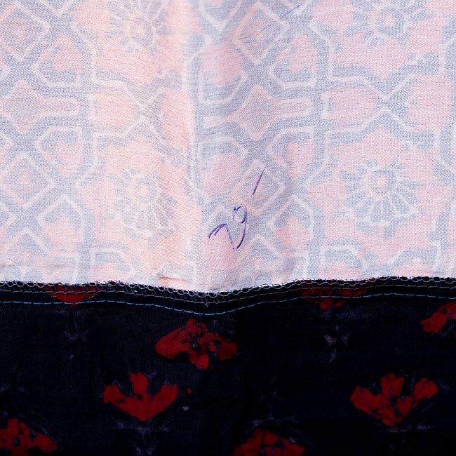 【インド品質】 1点もの インドの伝統柄 アジュラックプリント ドゥパッタ ストール【約76cm×224cm】 14 - 裏面にペン後があります