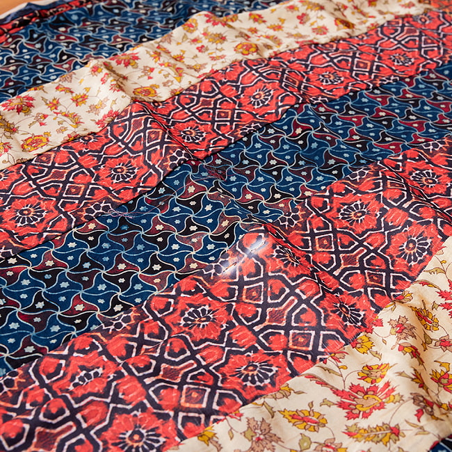 【インド品質】 1点もの インドの伝統柄 アジュラックプリント ドゥパッタ ストール【約76cm×224cm】 16 - 一部プリント擦れがあります　また裏面に大きめのシミがあります