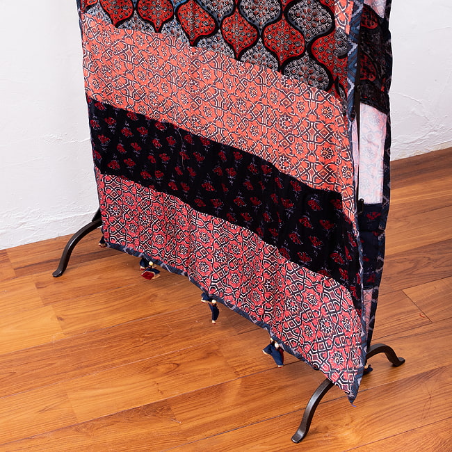 【インド品質】 1点もの インドの伝統柄 アジュラックプリント ドゥパッタ ストール【約76cm×224cm】 3 - 色合わせも素敵