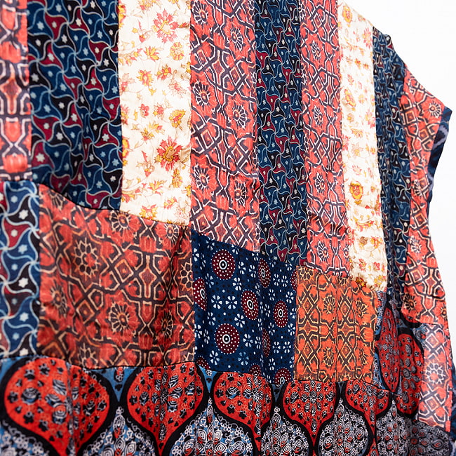 【インド品質】 1点もの インドの伝統柄 アジュラックプリント ドゥパッタ ストール【約76cm×224cm】 6 - ハンドクラフトの味を感じます