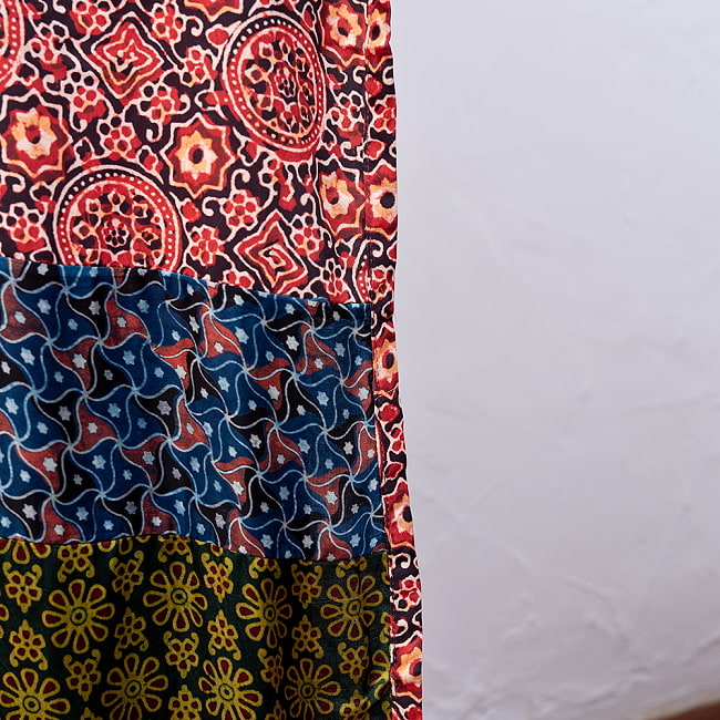 【インド品質】 1点もの インドの伝統柄 アジュラックプリント ドゥパッタ ストール【約82cm×216cm】 12 - 端をアップにしてみました