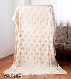 【アソート】　白地に金糸を織り込んだインドのドゥパッタ　約265cm×約115cm - サブ2