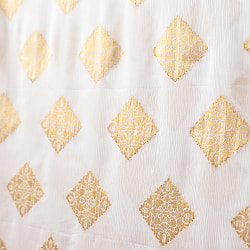 【アソート】　白地に金糸を織り込んだインドのドゥパッタ　約265cm×約115cm - サブ3