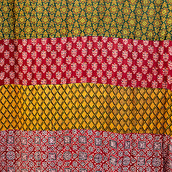 1点もの インドの伝統柄 アジュラックプリント ドゥパッタ ストール【約84cm×228cm】 - サブ5