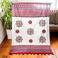 アジュラック染め布とバルメール村アップリケの大判布 約115cm x 180cm - サブ2