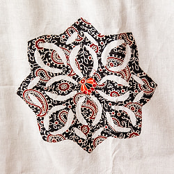 アジュラック染め布とバルメール村アップリケの大判布 約115cm x 180cm - サブ5