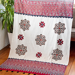 アジュラック染め布とバルメール村アップリケの大判布 約115cm x 180cm - サブ2