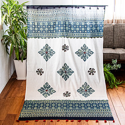 アジュラック染め布とバルメール村アップリケの大判布 約115cm x 180cm - サブ2