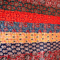 【展覧会出品用 最高級品・１点物】カンタ刺繍とバルメール村の美しいアップリケの特大マルチクロス 【約278cm x 225cm】-オレンジ - サブ4