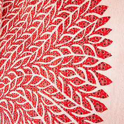 【展覧会出品用 最高級品・１点物】カンタ刺繍とバルメール村の美しいアップリケの特大マルチクロス 【約278cm x 225cm】-オレンジ - サブ5