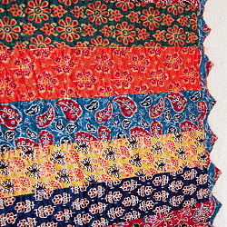 【展覧会出品用 最高級品・１点物】カンタ刺繍とバルメール村の美しいアップリケの特大マルチクロス 【約278cm x 225cm】-ブルー - サブ4