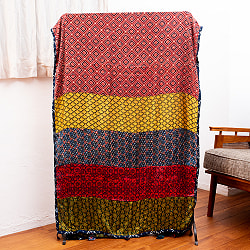 1点もの インドの伝統柄 アジュラックプリント ドゥパッタ ストール【約82cm×248cm】 - サブ2