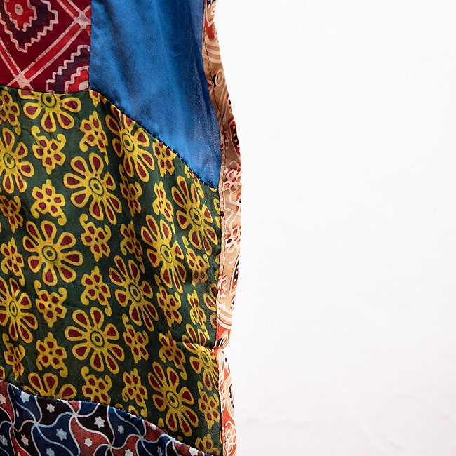 1点もの インドの伝統柄 アジュラックプリント ドゥパッタ ストール【約83cm×206cm】 12 - 端をアップにしてみました