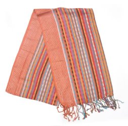 銀糸入りスカーフ - 濃オレンジ系の商品写真